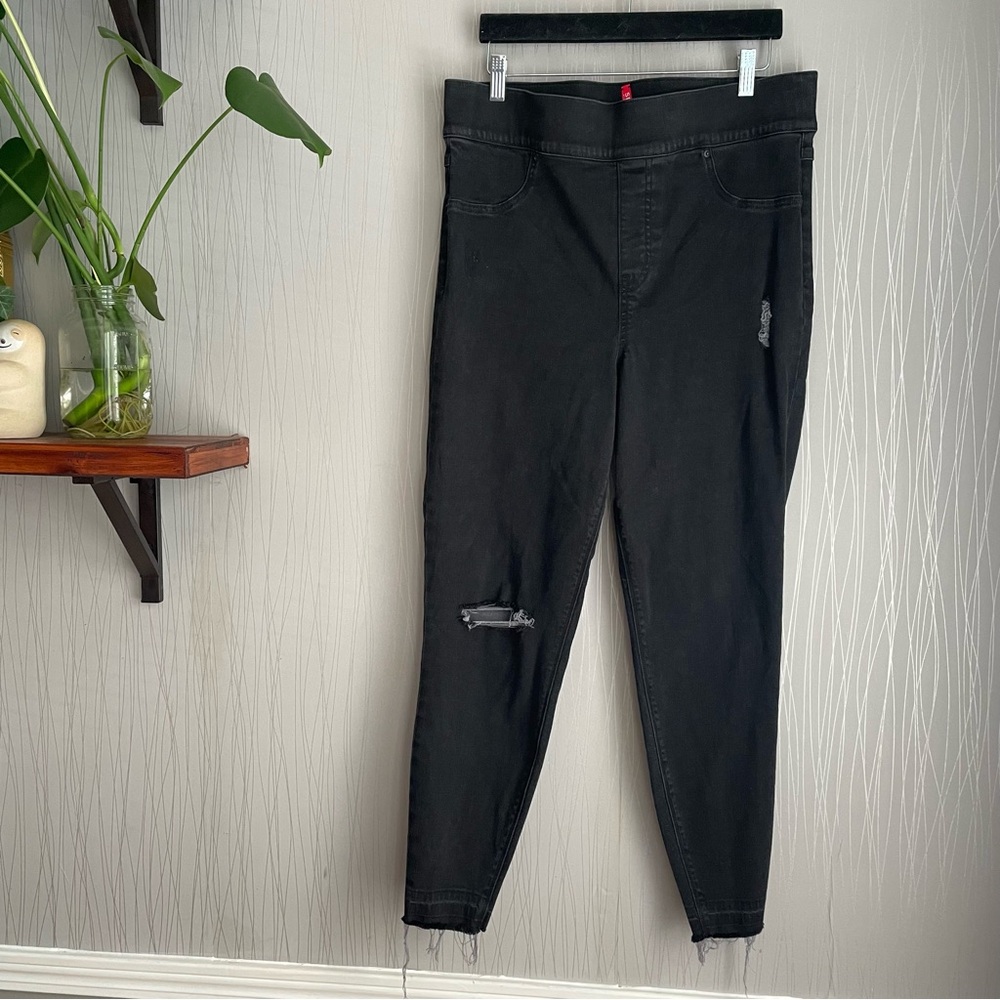 SPANX Vintage Distressed High-Rise Skinny Jeans Black Stretch Ankle 1X Women's - Picture 2 of 9